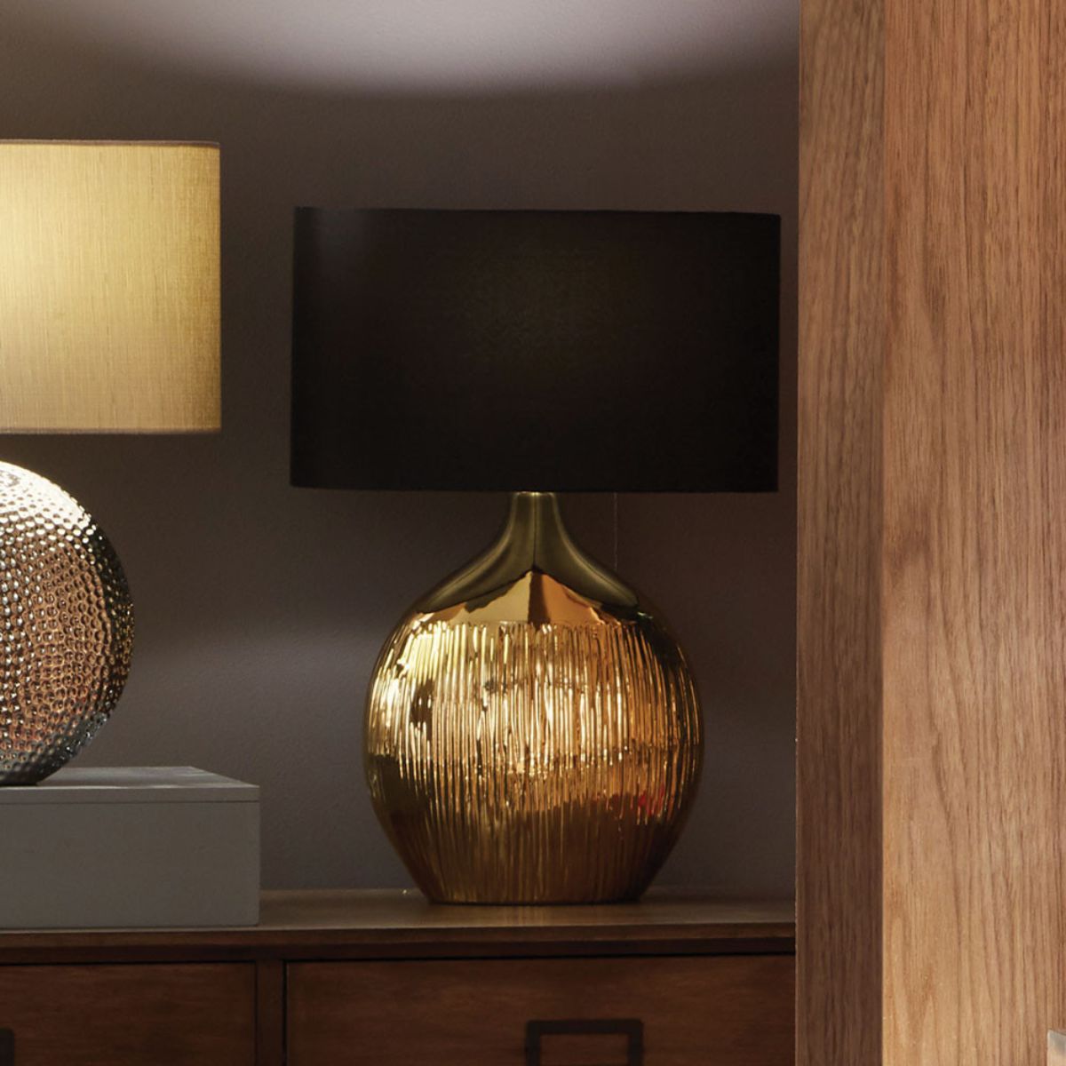 Pacific Lifestyle Gemini Gold Etched Ceramic Table Lamp