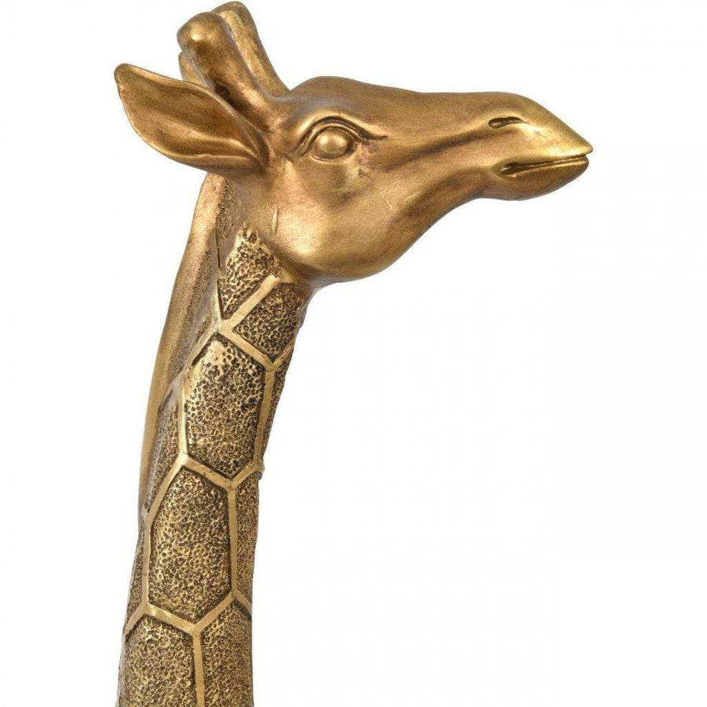 Giant Gold Giraffe Sculpture - Head Back-Beaumonde