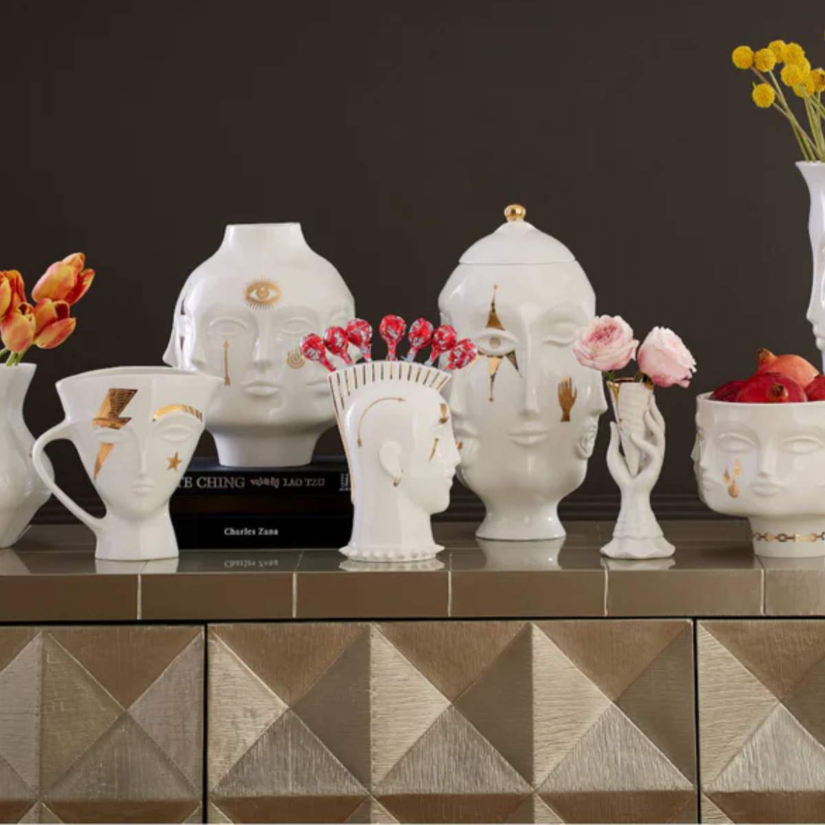 Jonathan Adler Gilded Gala Round Vase