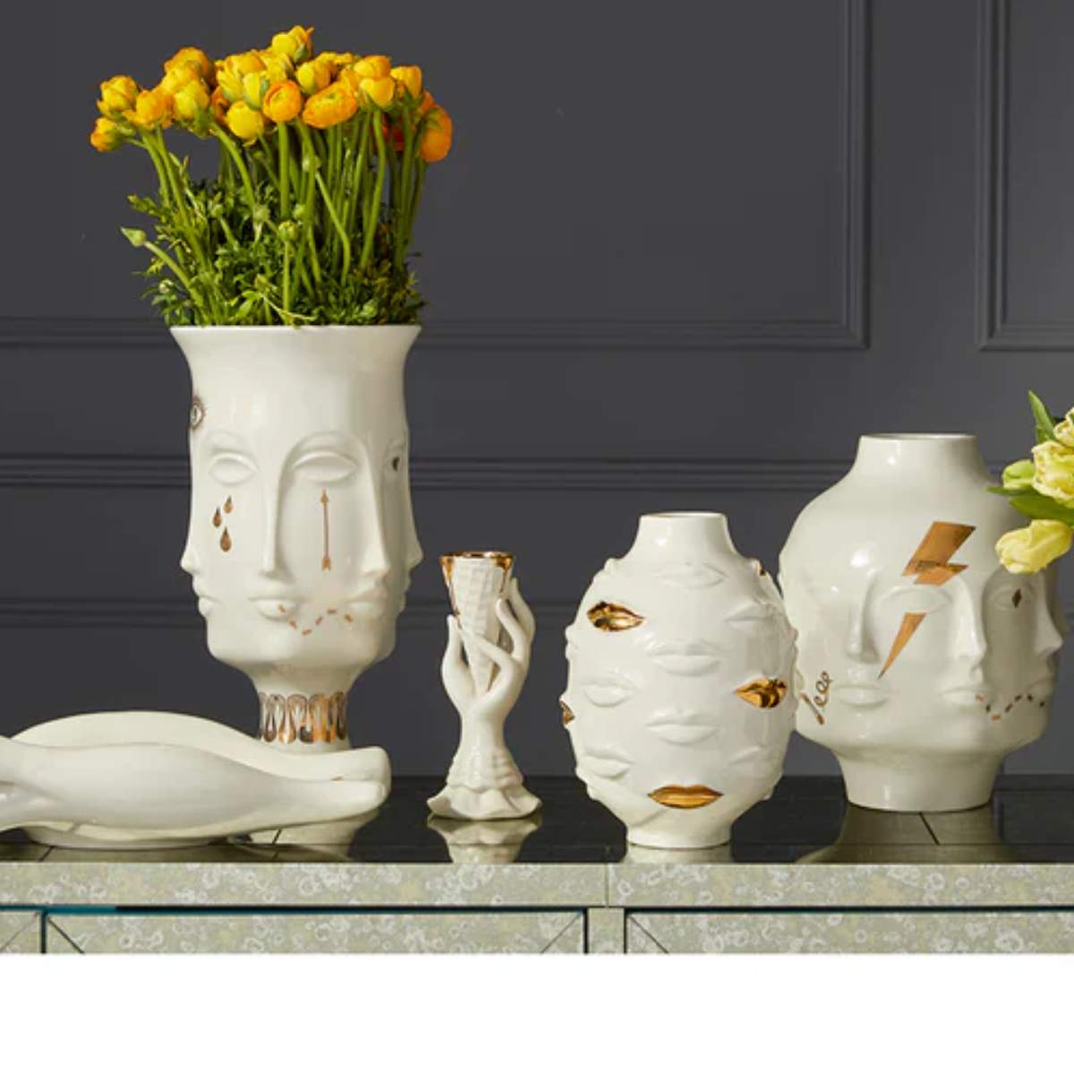 Jonathan Adler Gilded Gala Round Vase