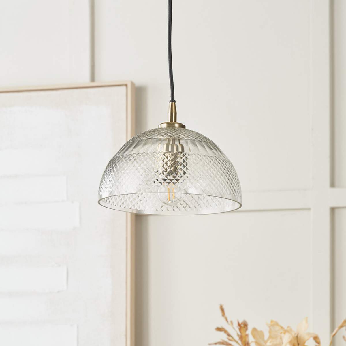 Pacific Lifestyle Giselle Diamond Design Clear Handcut Glass Dome Pendant