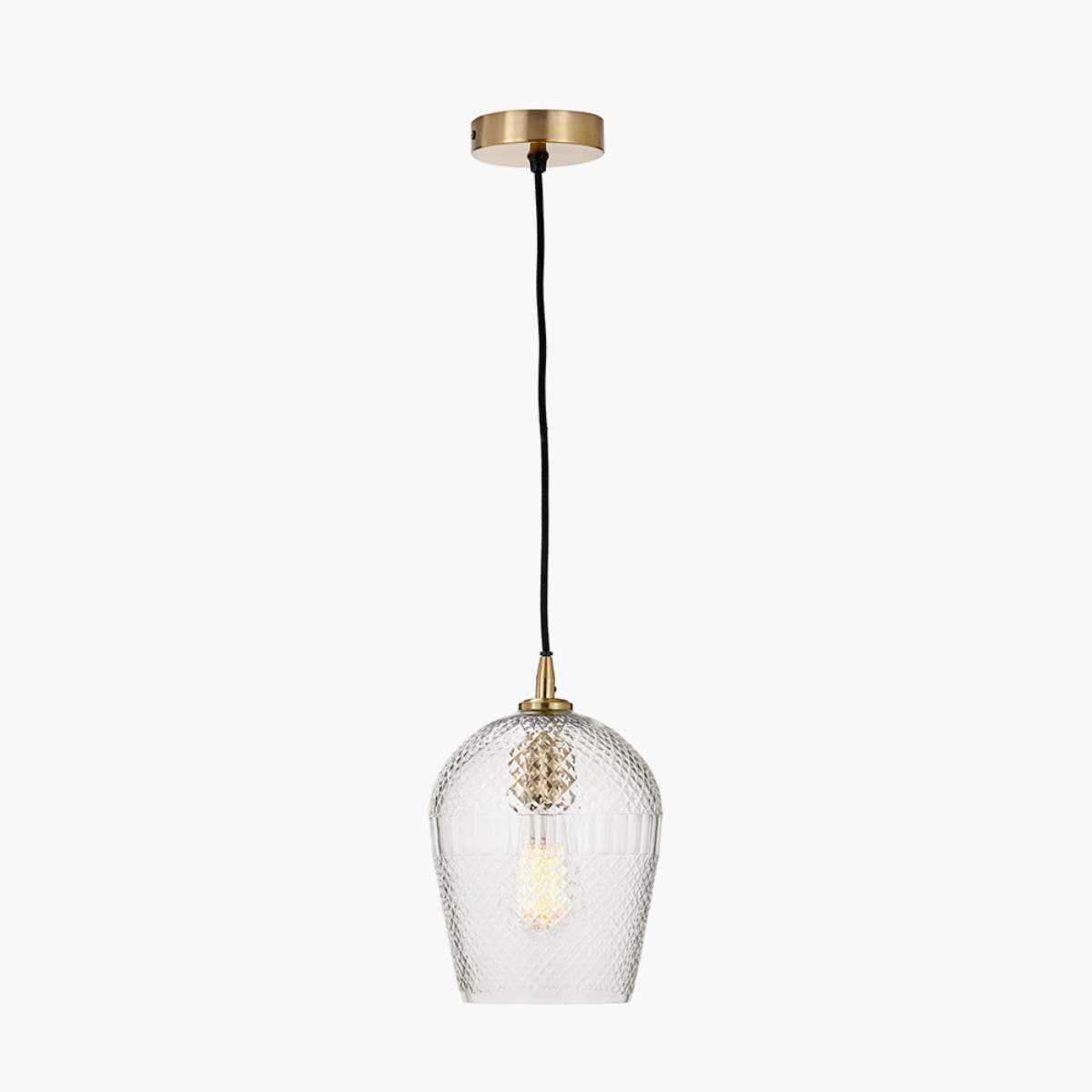 Pacific Lifestyle Giselle Diamond Design Clear Handcut Glass Pendant
