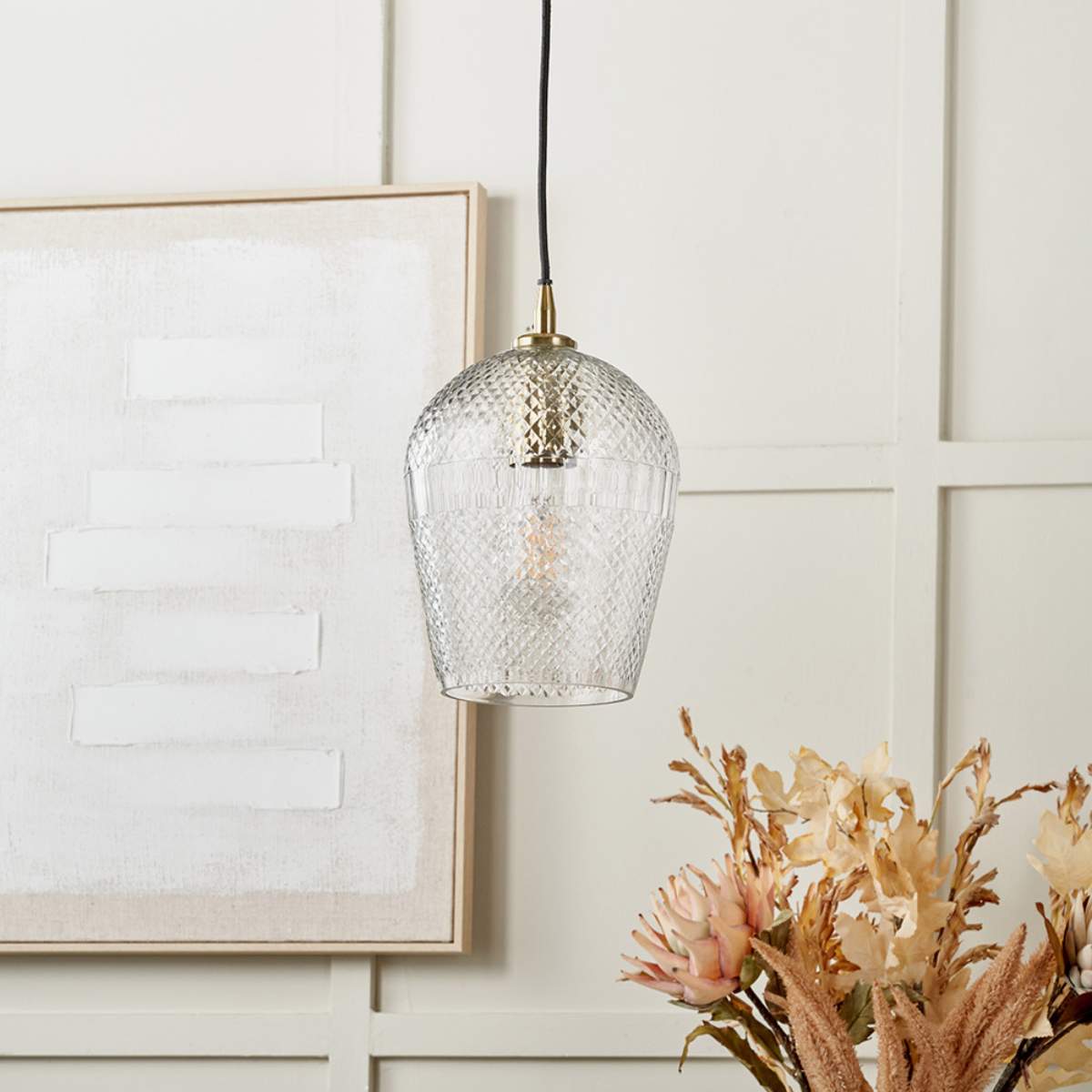 Pacific Lifestyle Giselle Diamond Design Clear Handcut Glass Pendant