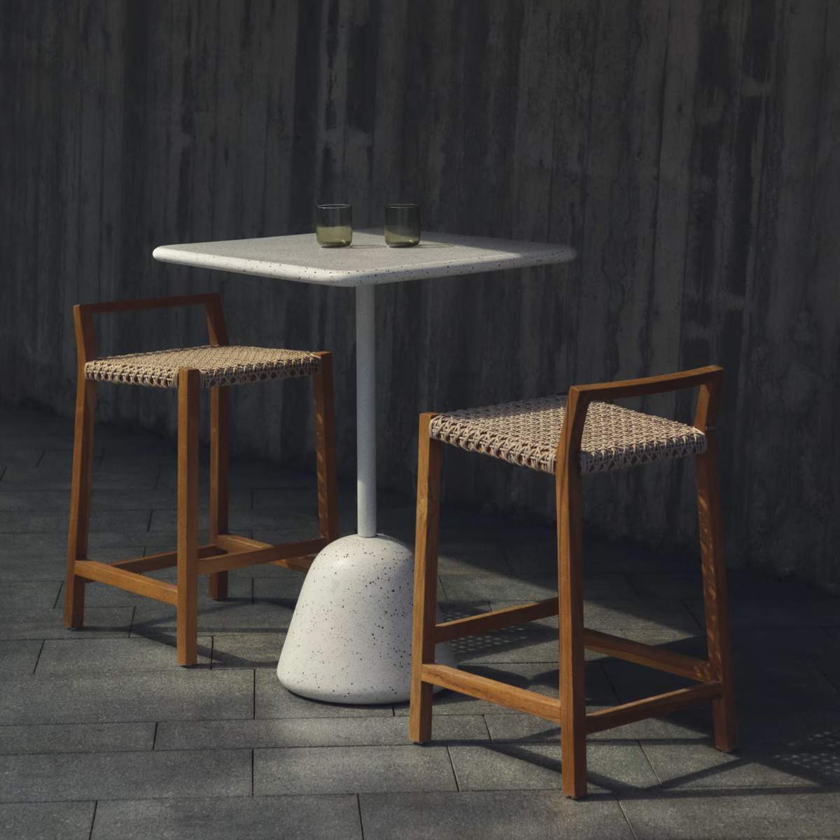 Kave Home Giverola solid teak wood stool, 67,5 cm