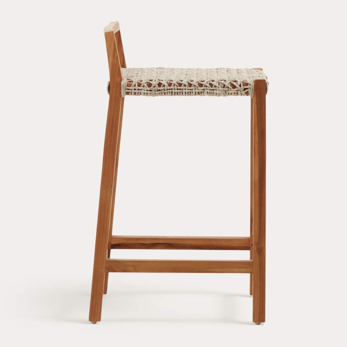 Kave Home Giverola solid teak wood stool, 67,5 cm