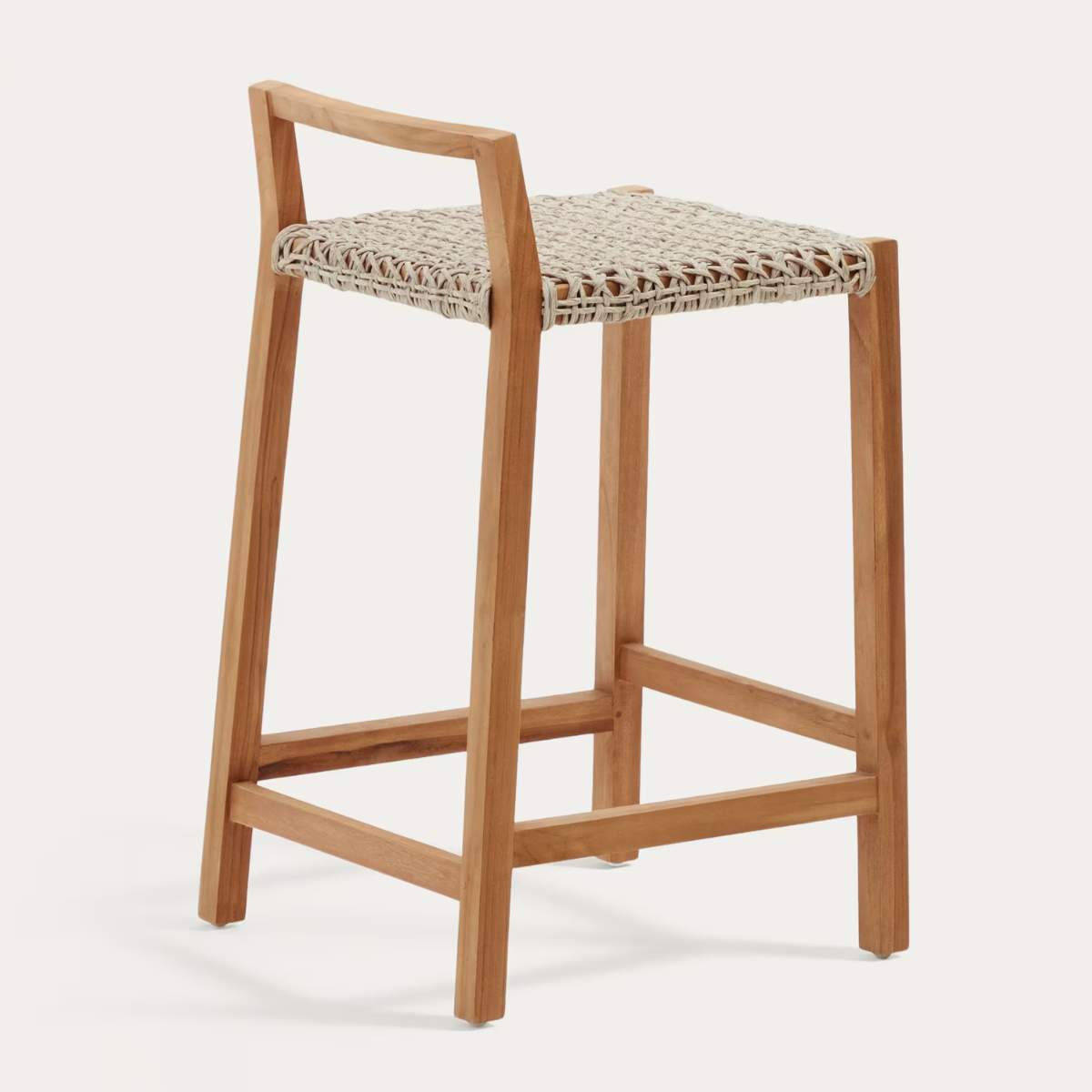 Kave Home Giverola solid teak wood stool, 67,5 cm