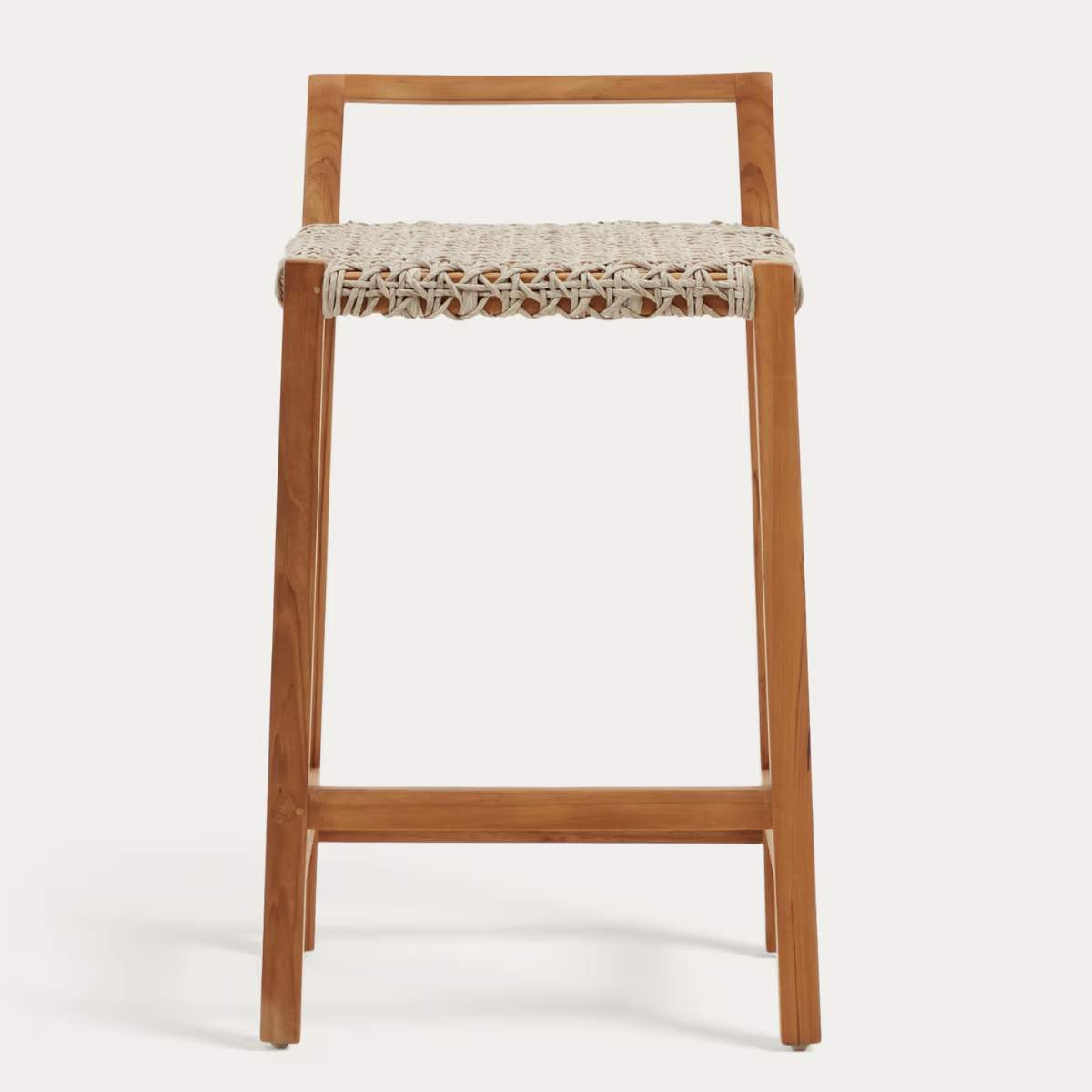 Kave Home Giverola solid teak wood stool, 67,5 cm