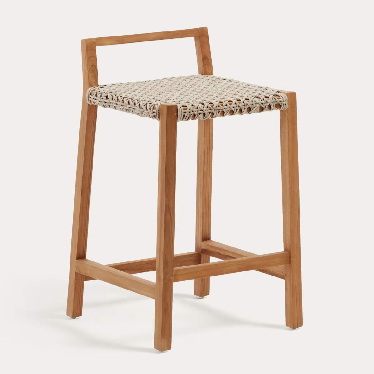 Kave Home Giverola solid teak wood stool, 67,5 cm