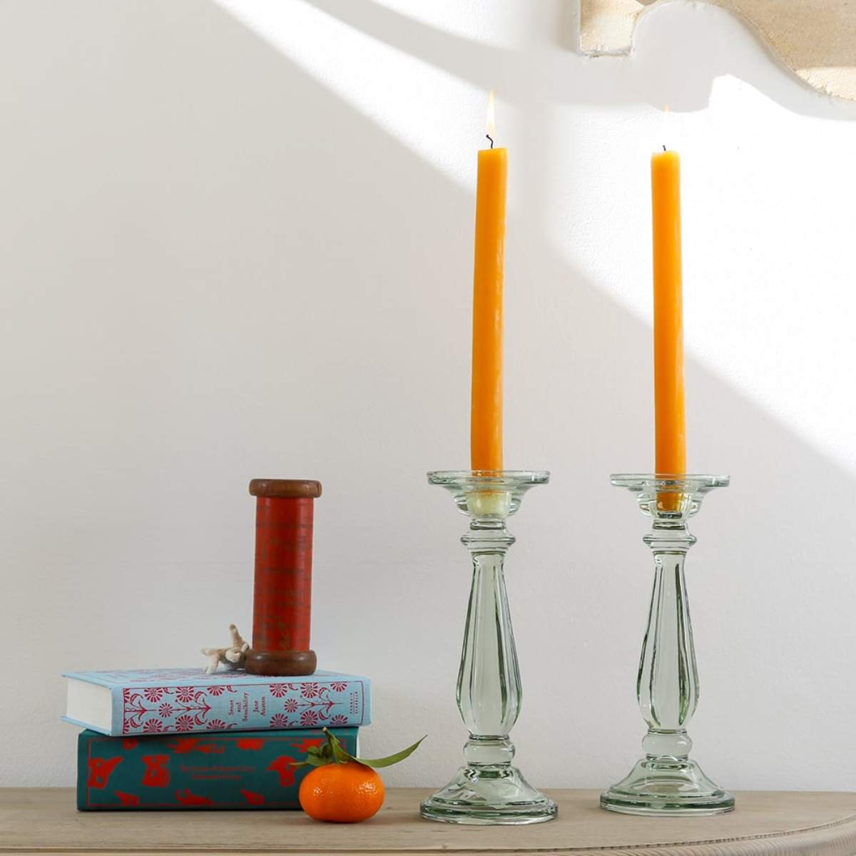 Grand Illusions Glass Candlestick Tilbury Lt Green