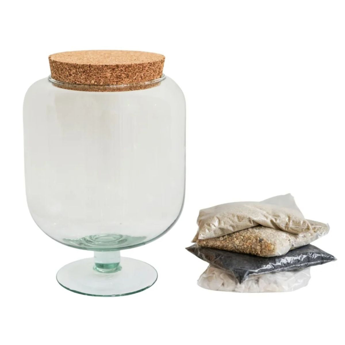 Ivyline Glass Footed Cork Lid Terrarium H33cm D23cm