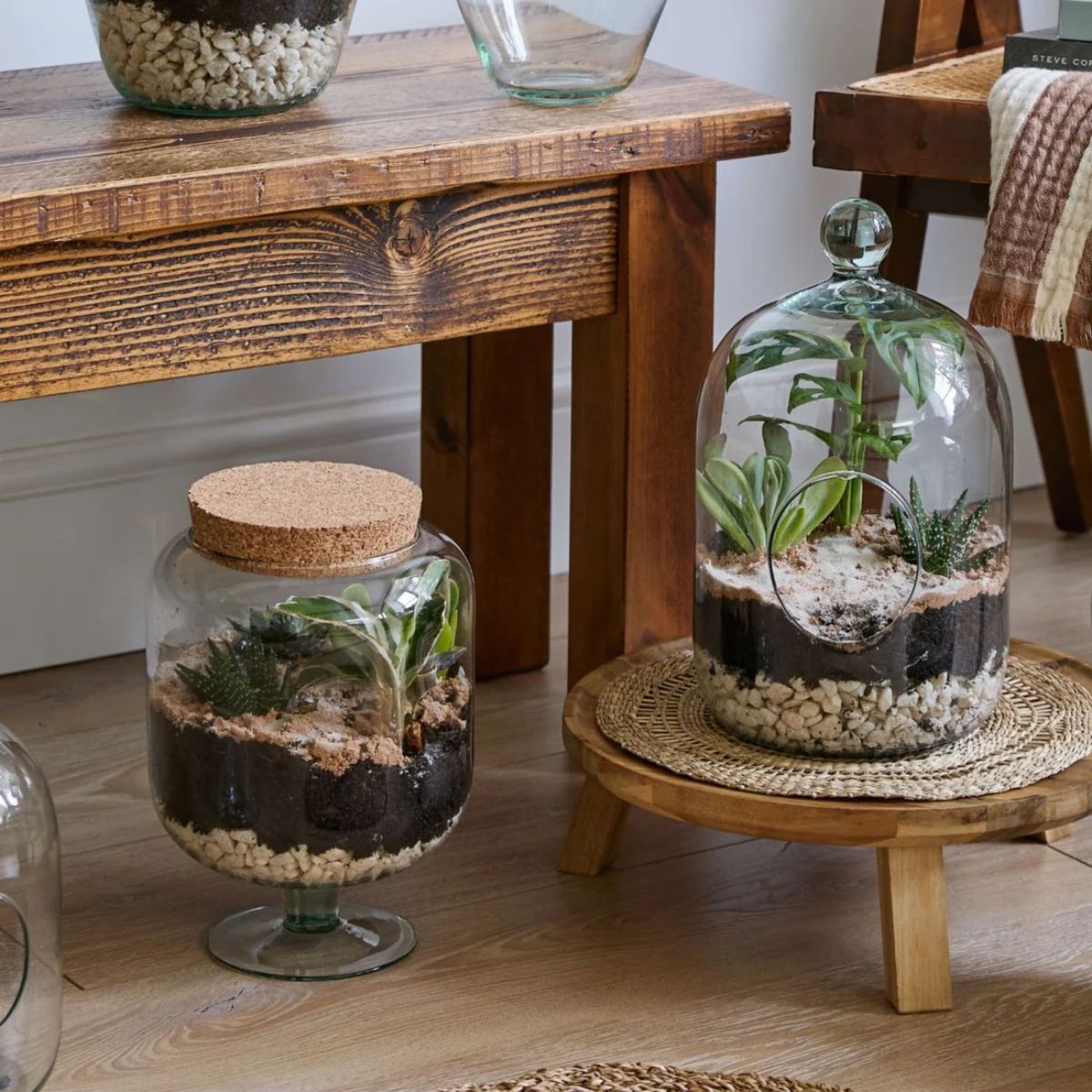 Ivyline Glass Footed Cork Lid Terrarium H33cm D23cm