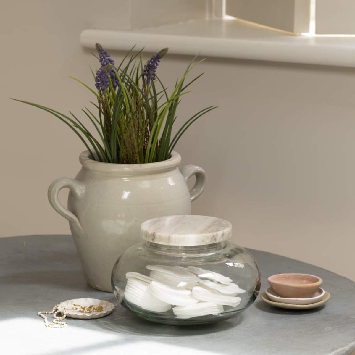 Grand Illusions Glass Jar with Marble Lid