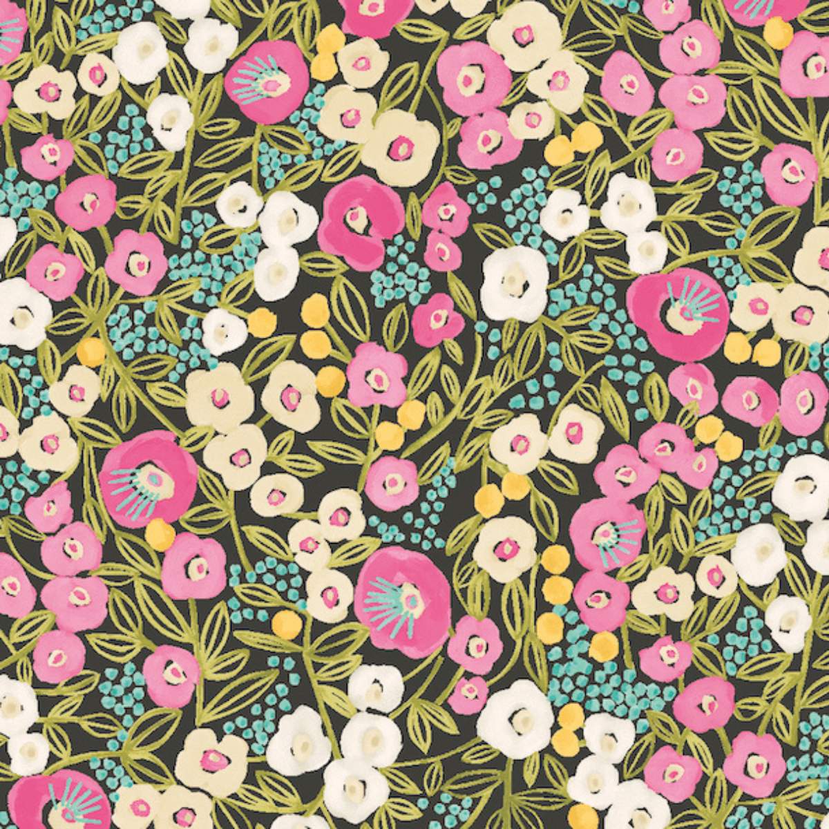 Ohpopsi Glasshouse Flora Ditsy	- Fuchsia & Jet