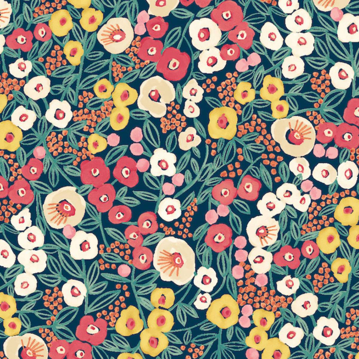 Ohpopsi Glasshouse Flora Ditsy	- Indigo & Coral