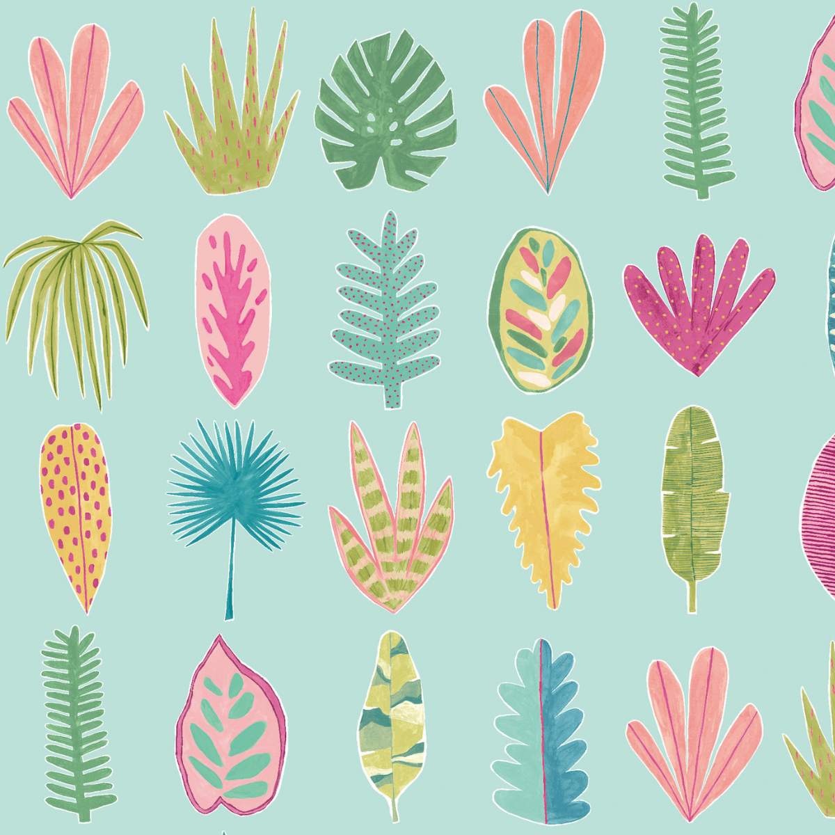 Ohpopsi Glasshouse Leaf Boogie - Aqua & Raspberry