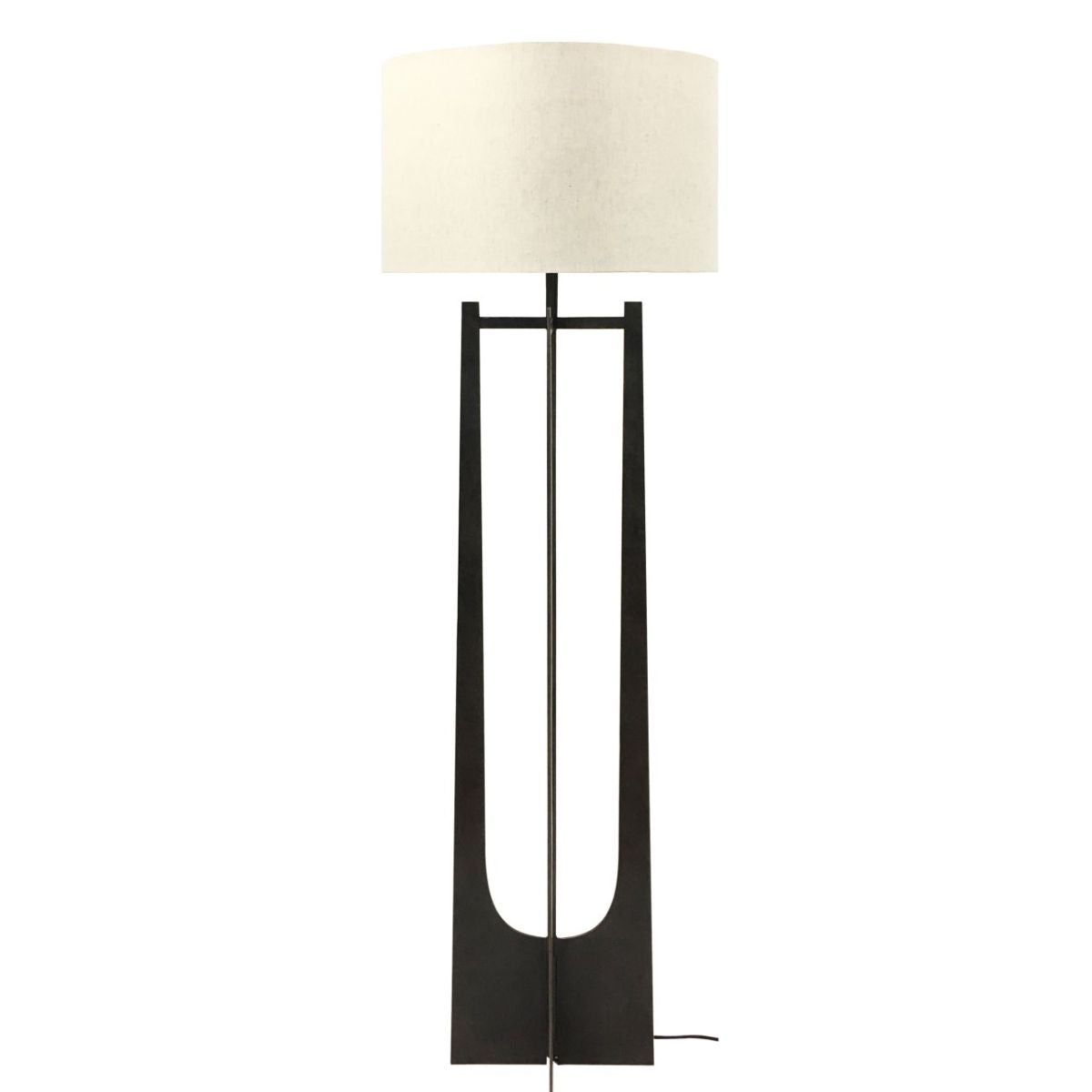 Libra Interiors Glenthorpe Hammered Iron Floor Lamp Gilded Oak Finish with Irish Linen Shade