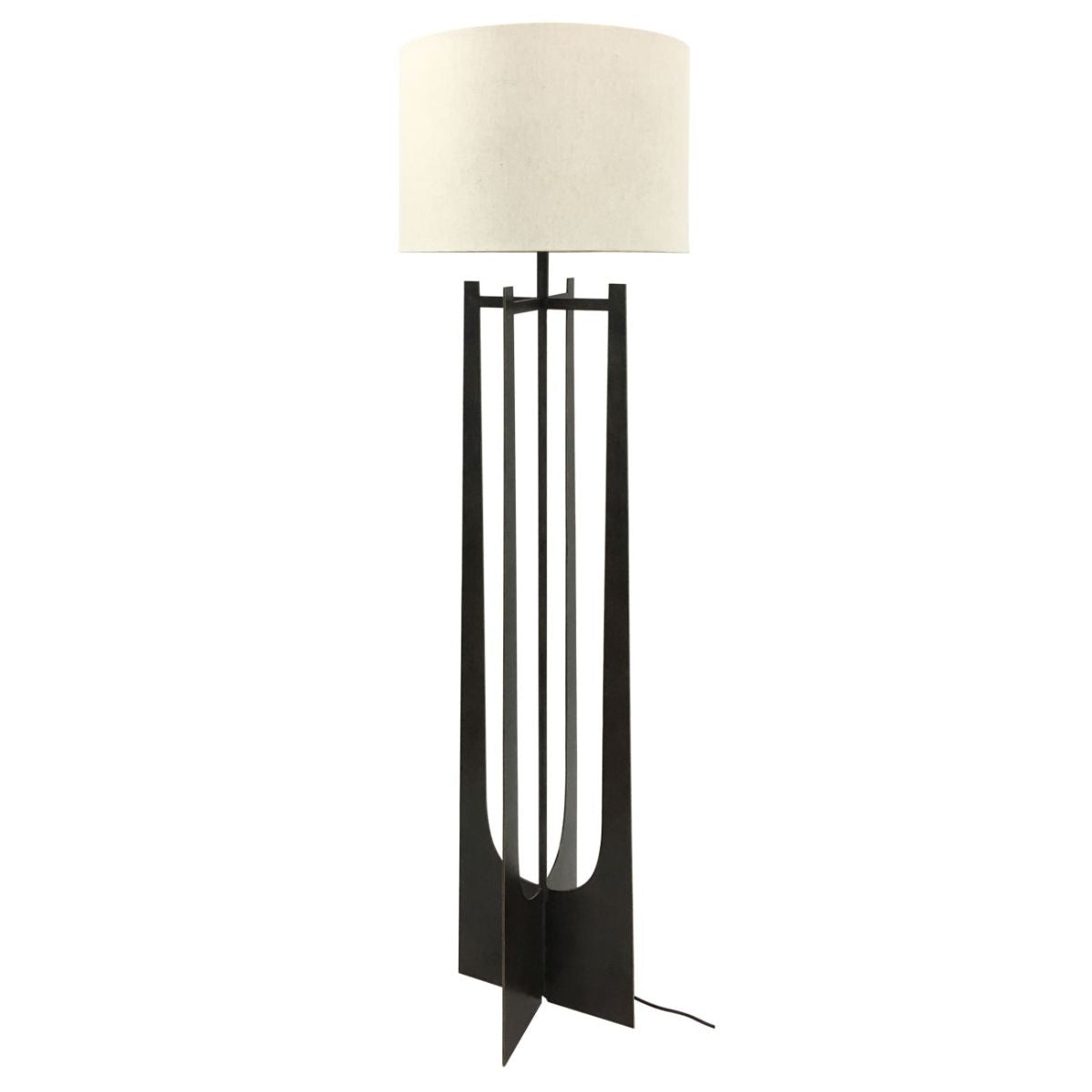 Libra Interiors Glenthorpe Hammered Iron Floor Lamp Gilded Oak Finish with Irish Linen Shade