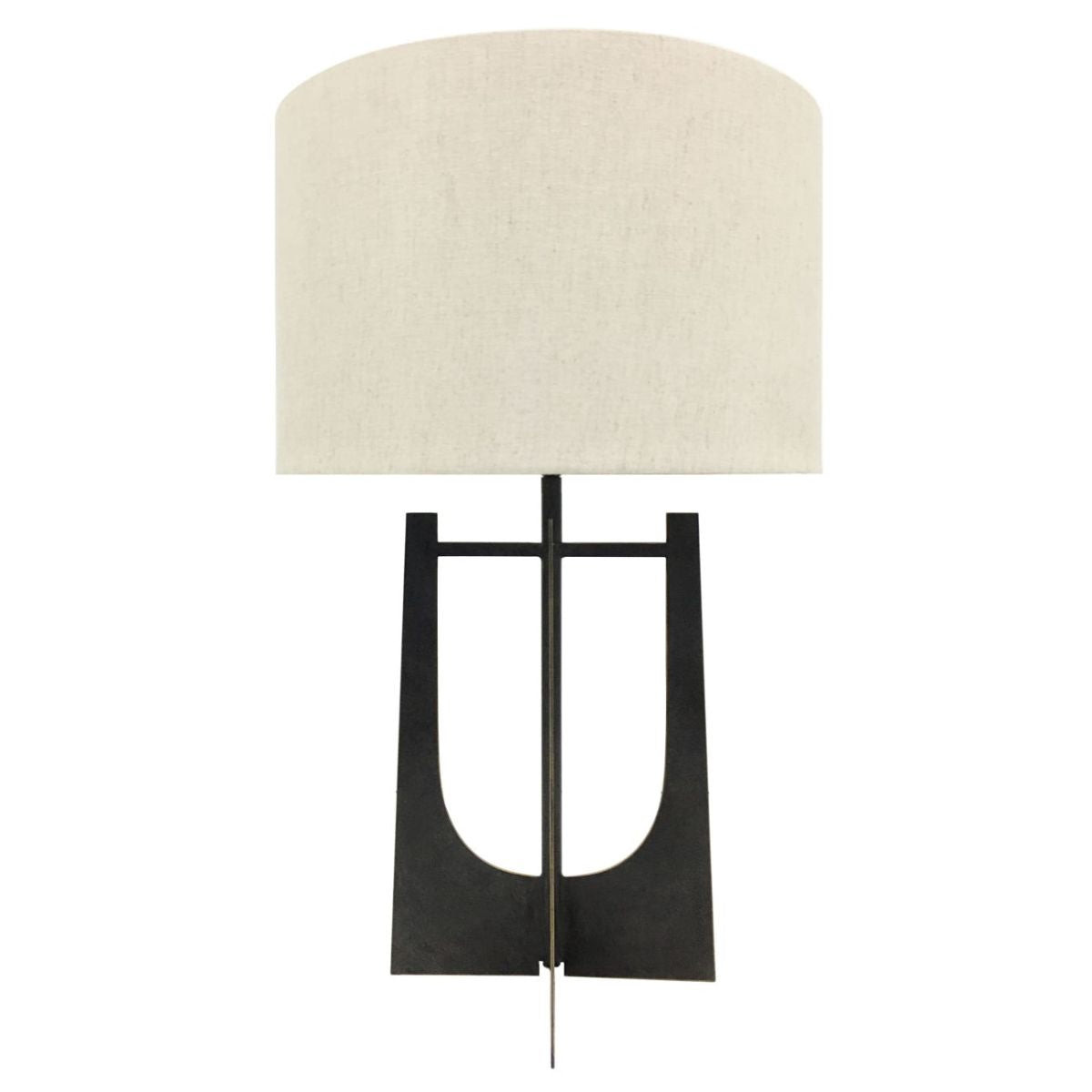 Libra Interiors Glenthorpe Hammered Iron Table Lamp Gilded Oak with Irish Linen Shade
