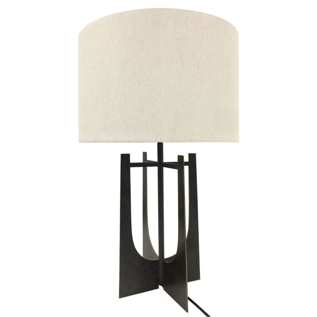 Libra Interiors Glenthorpe Hammered Iron Table Lamp Gilded Oak with Irish Linen Shade