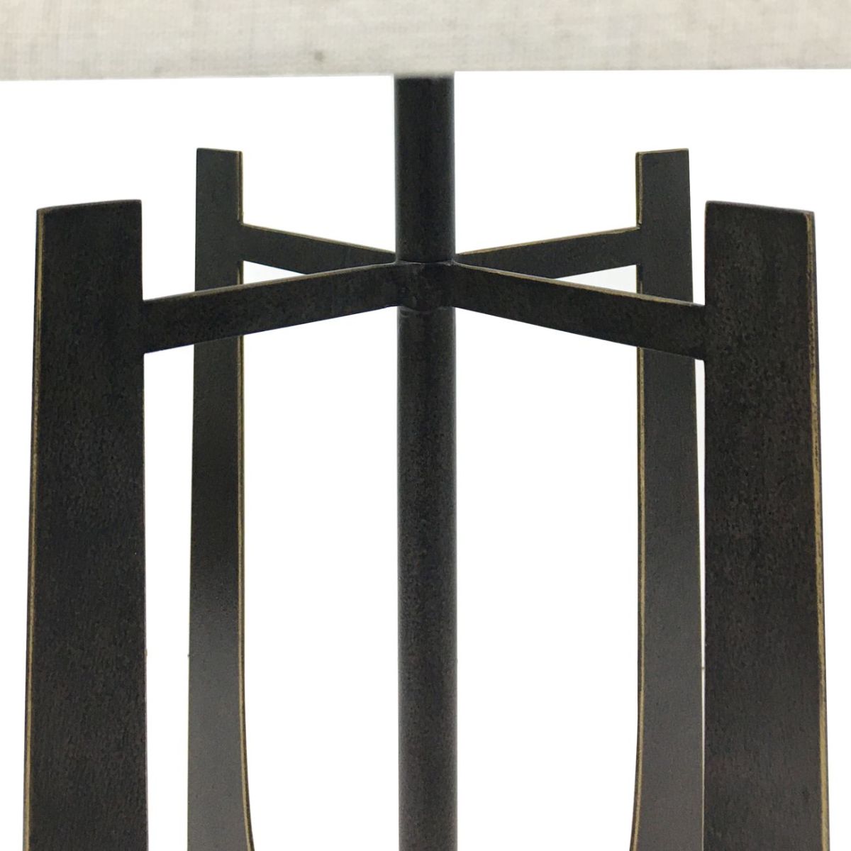 Libra Interiors Glenthorpe Hammered Iron Table Lamp Gilded Oak with Irish Linen Shade