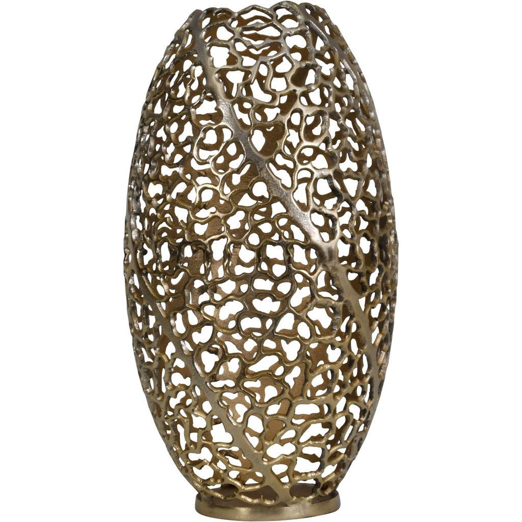 Gold Coral Aluminium Barrel Vase 26x48cm-Beaumonde