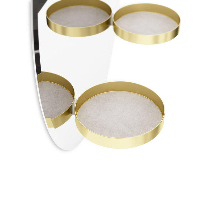 Gold Round Wall Mirror Shelf Unit-Beaumonde