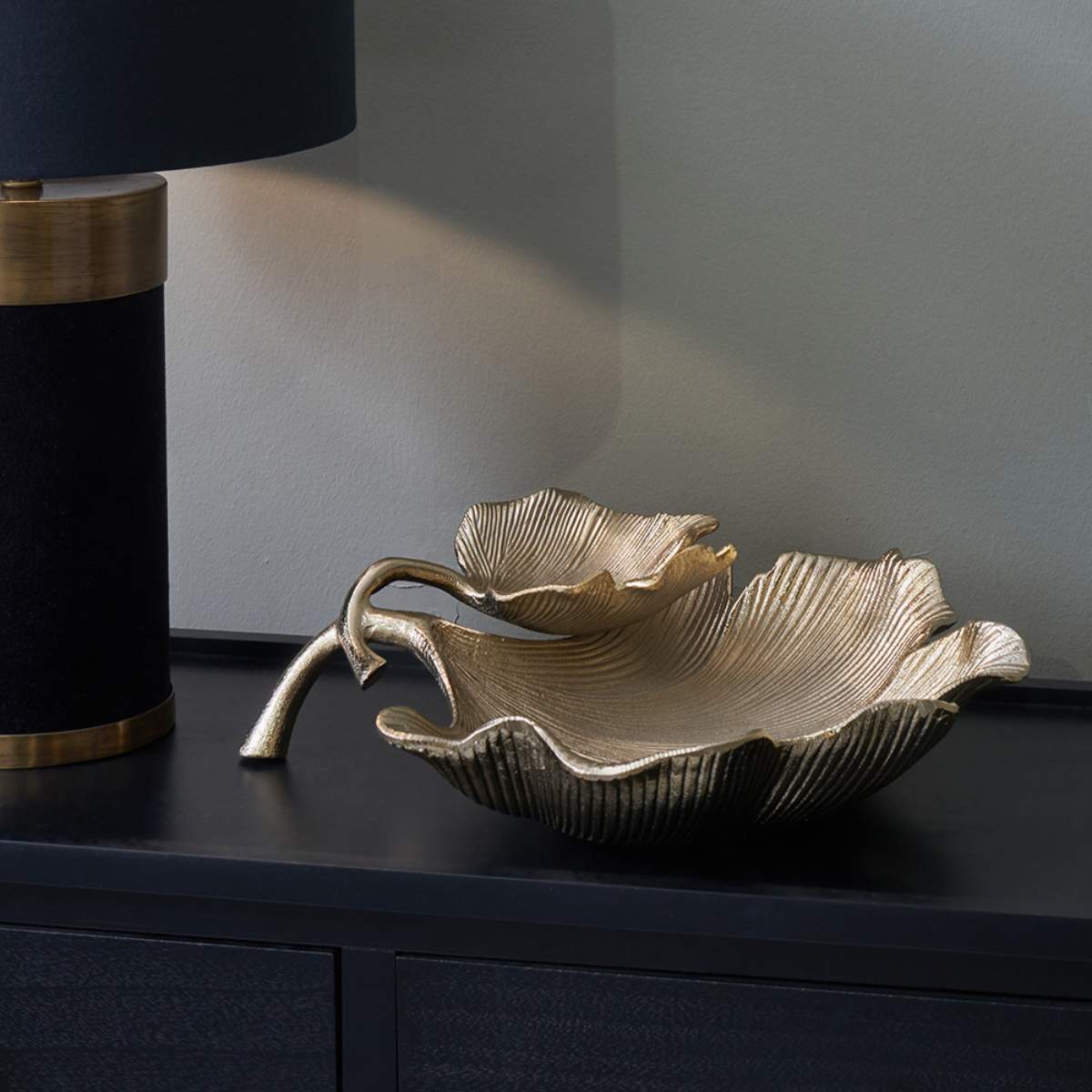Pacific Lifestyle Gold Metal Dual Gingko Leaf Bowl