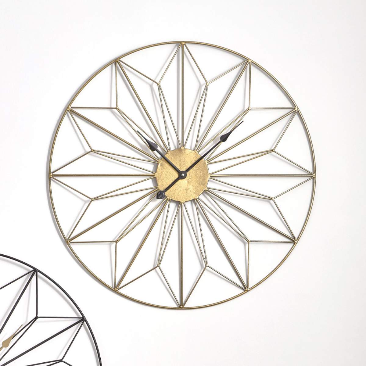 Pacific Lifestyle Gold Metal Geo Design Round Wall Clock