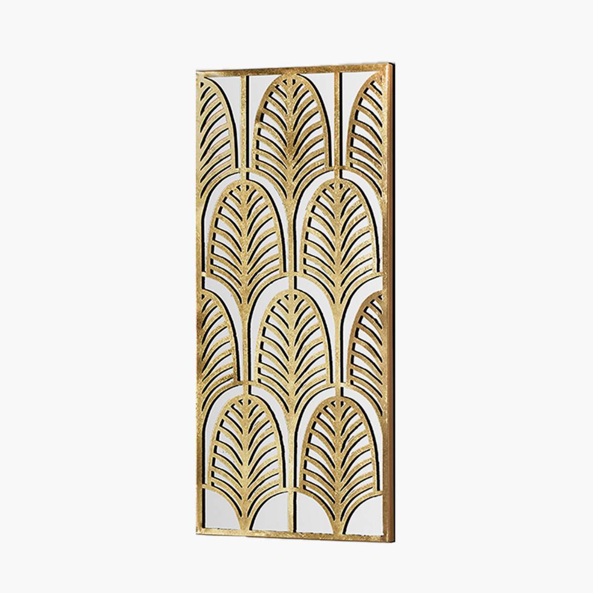 Pacific Lifestyle Gold Metal Rectangular Mirrored Wall Art
