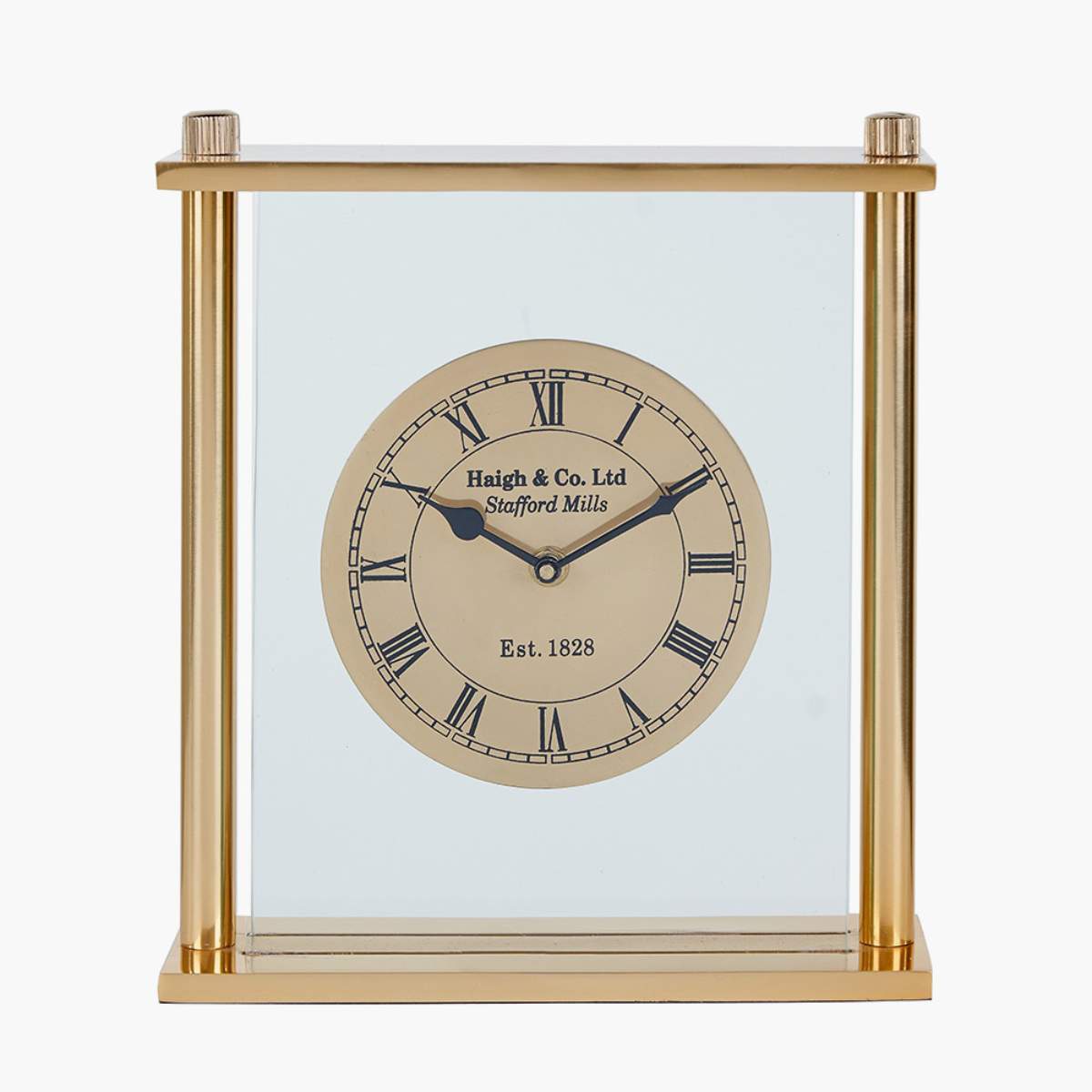 Pacific Lifestyle Gold Metal and Glass Floating Clock Face Square Table Clock
