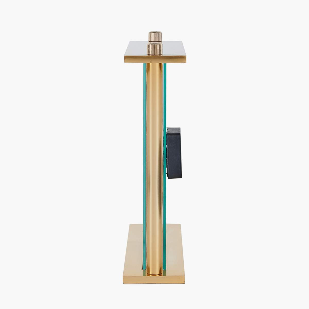 Pacific Lifestyle Gold Metal and Glass Floating Clock Face Square Table Clock