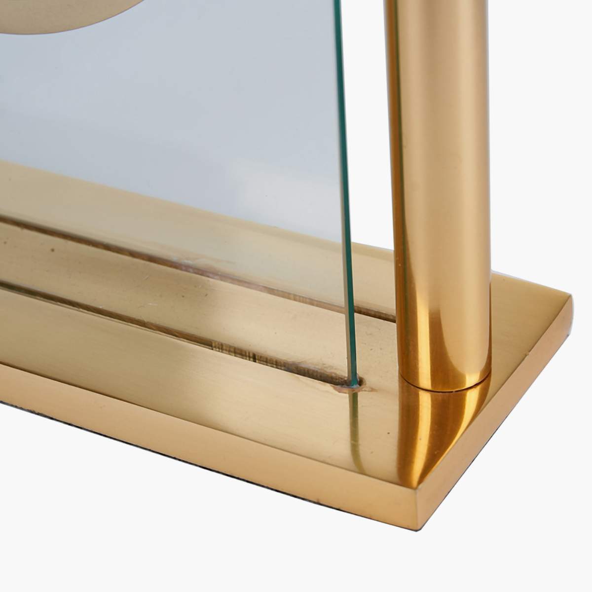 Pacific Lifestyle Gold Metal and Glass Floating Clock Face Square Table Clock