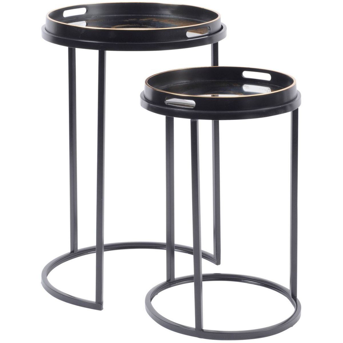 Libra Interiors Gold and Black Swirl Tables (Set of 2)