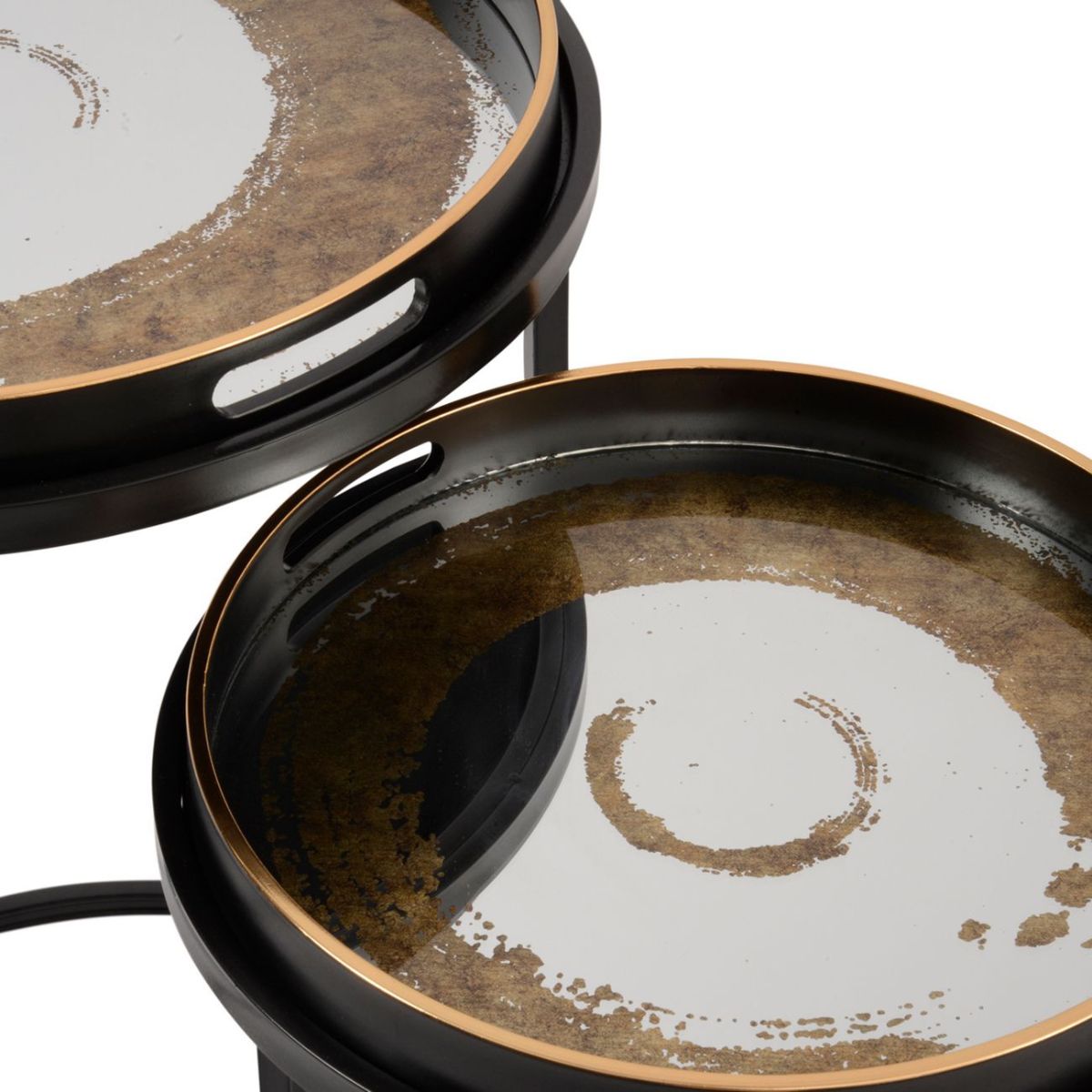 Libra Interiors Gold and Black Swirl Tables (Set of 2)