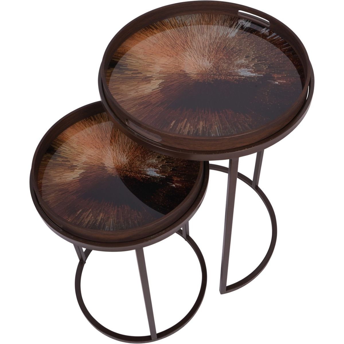 Libra Interiors Golden Burst Set of 2 Side Tray Tables