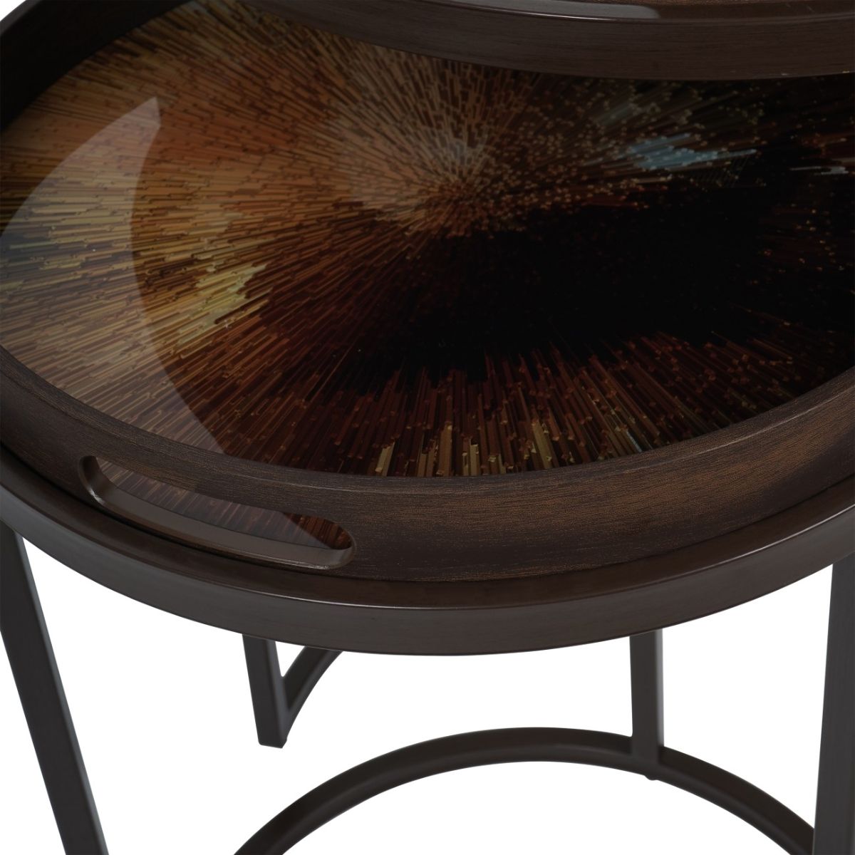 Libra Interiors Golden Burst Set of 2 Side Tray Tables