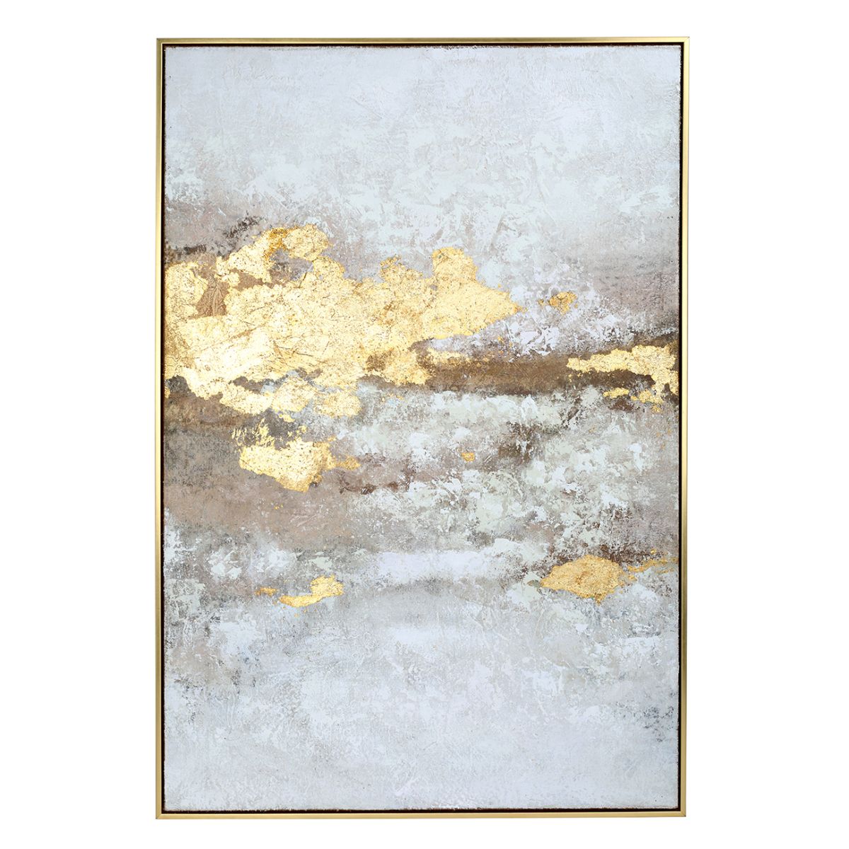 Libra Interiors Golden Dusk Heavy Textured Framed Canvas Wall Art 80x120cm