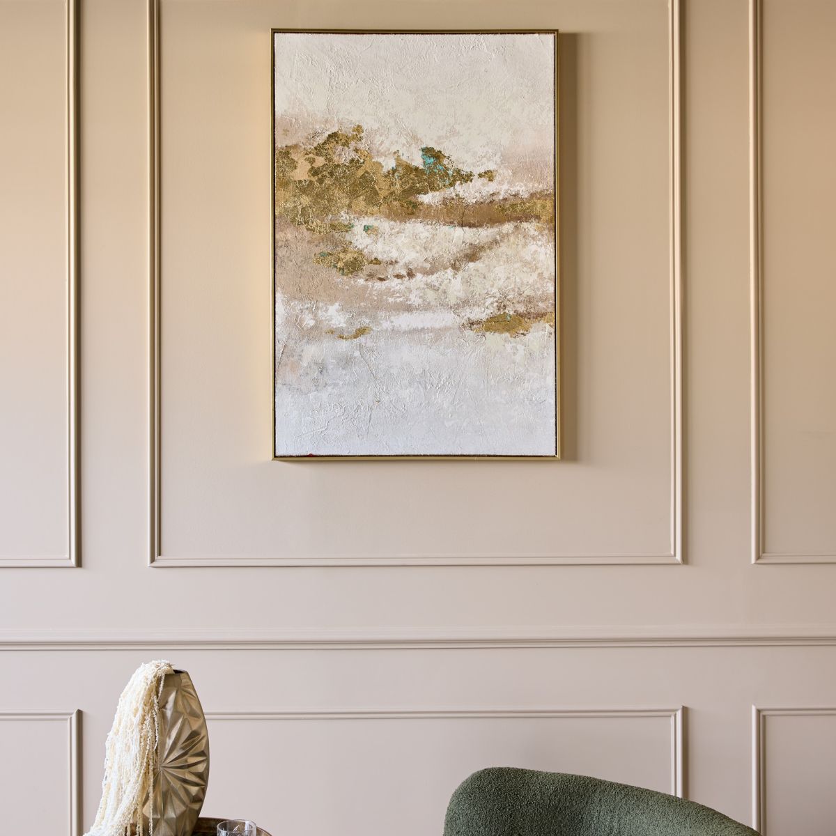 Libra Interiors Golden Dusk Heavy Textured Framed Canvas Wall Art 80x120cm