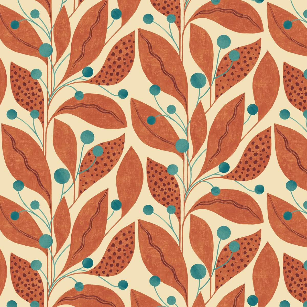 Ohpopsi Grafik Berry Dot - Rust & Teal
