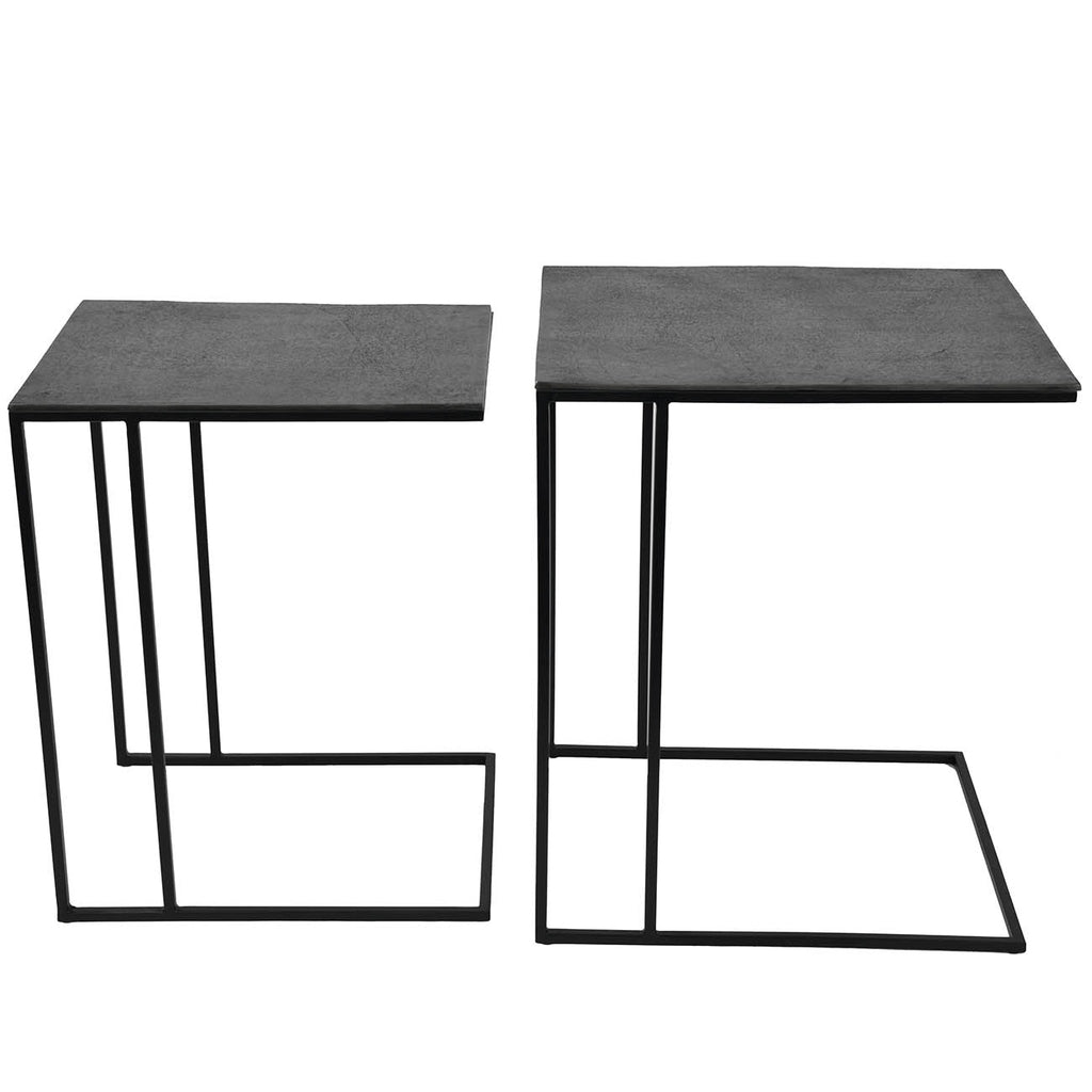 Graphite Textured Aluminium Set of 2 Side Tables-Beaumonde