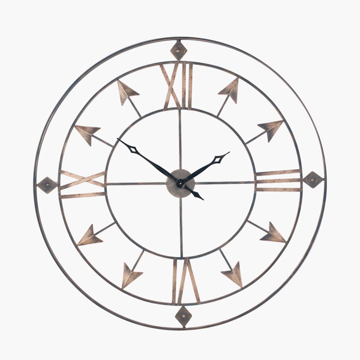 Pacific Lifestyle Graphite and Gold Metal Round Wall Clock Large