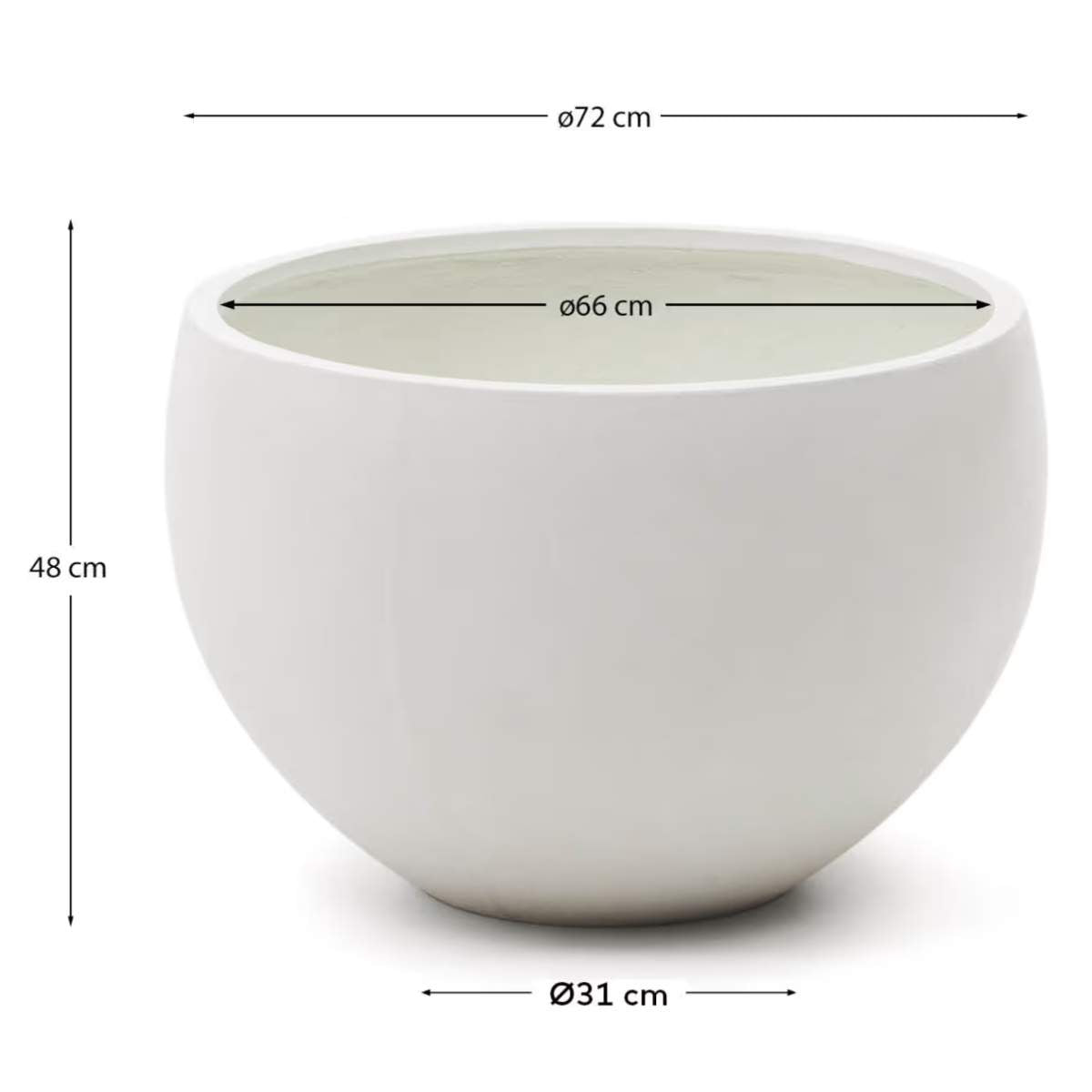 Kave Home Grau White Cement Planter Ø 72 cm