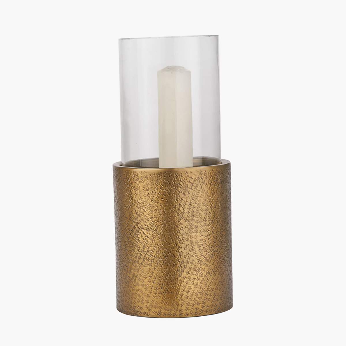 Beau&Co Grey Metal and Clear Glass Hurricane