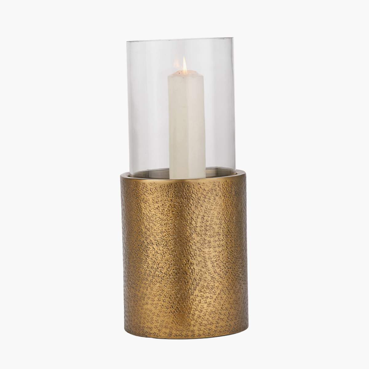 Beau&Co Grey Metal and Clear Glass Hurricane