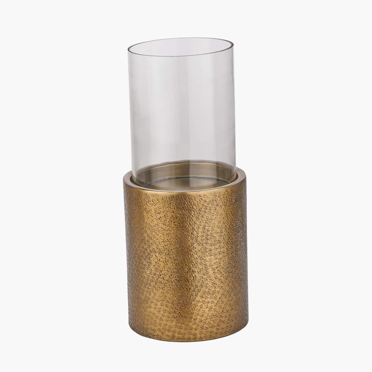 Beau&Co Grey Metal and Clear Glass Hurricane