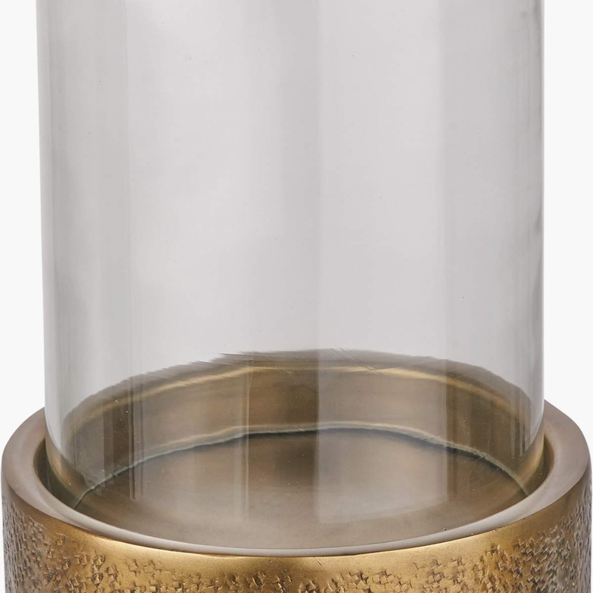 Beau&Co Grey Metal and Clear Glass Hurricane