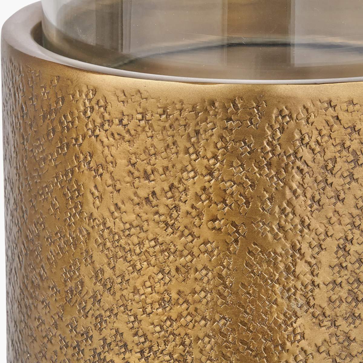 Beau&Co Grey Metal and Clear Glass Hurricane