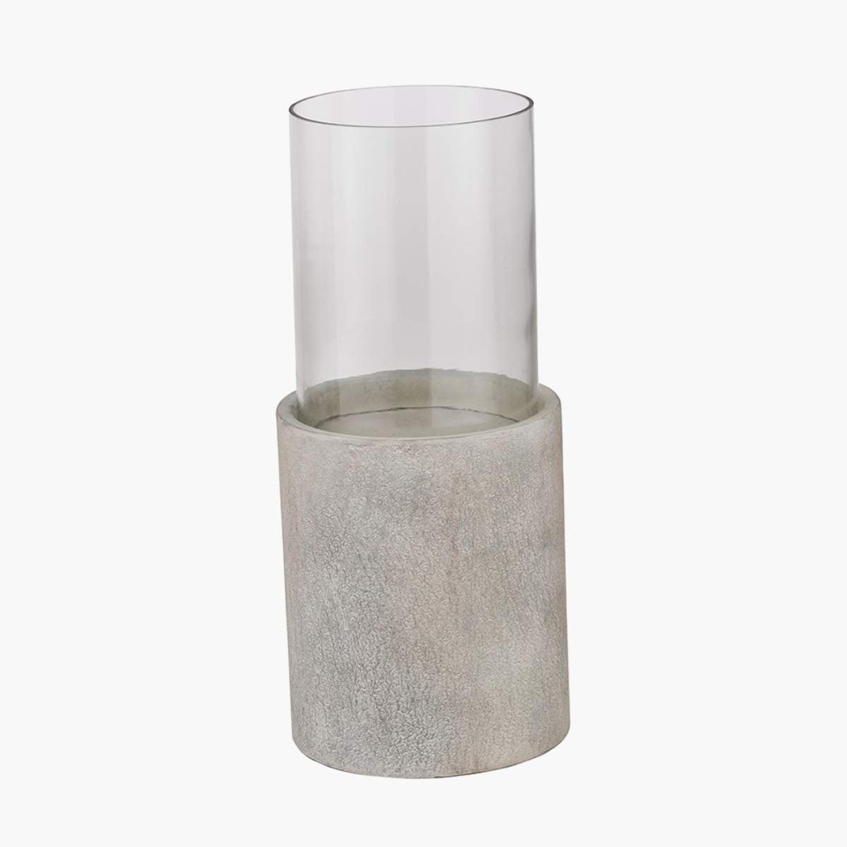 Beau&Co Grey Metal and Clear Glass Hurricane