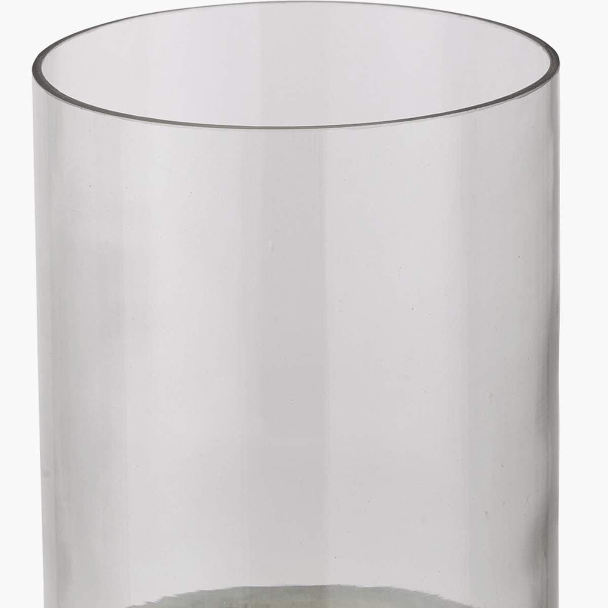 Beau&Co Grey Metal and Clear Glass Hurricane