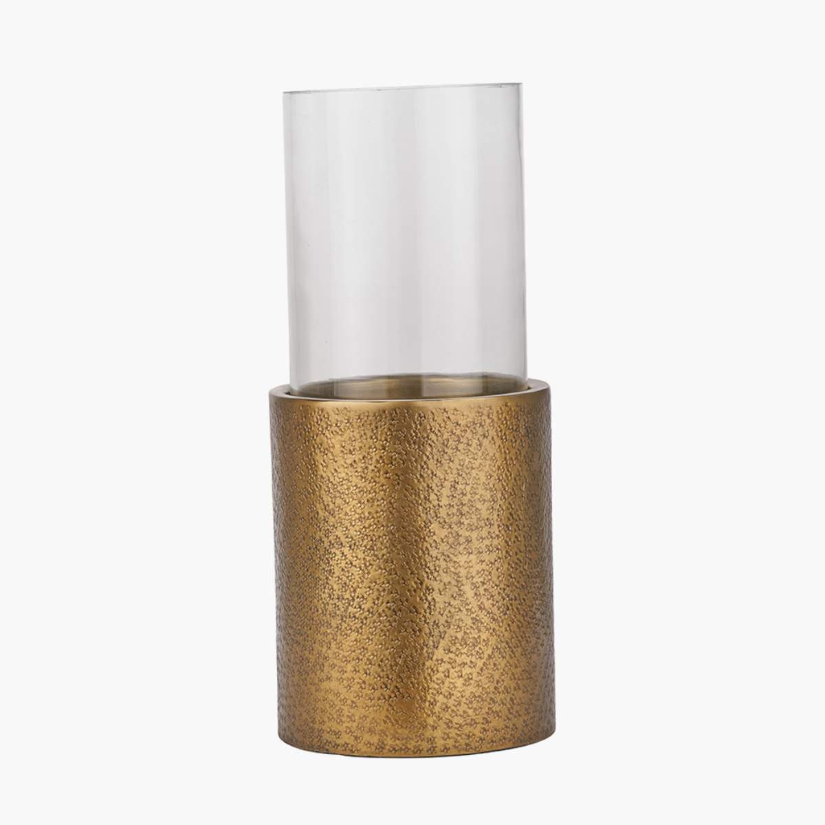 Beau&Co Grey Metal and Clear Glass Hurricane